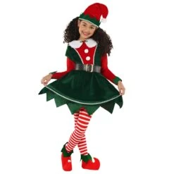 Costume Da Elfo Verde Mormora Per Bambini 23 Costume Da Elfo Verde Mormora Per Bambini -Angels Face Negozio mckmeg mistletoe elf dress kids 3
