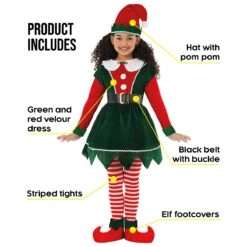 Costume Da Elfo Verde Mormora Per Bambini 16 Costume Da Elfo Verde Mormora Per Bambini -Angels Face Negozio mckmeg mistletoe elf dress kids 8