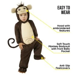 Costume Da Scimmia Per Bambini -Angels Face Negozio mckocm monkey onesie toddler 04