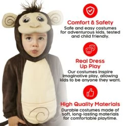 Costume Da Scimmia Per Bambini -Angels Face Negozio mckocm monkey onesie toddler 06