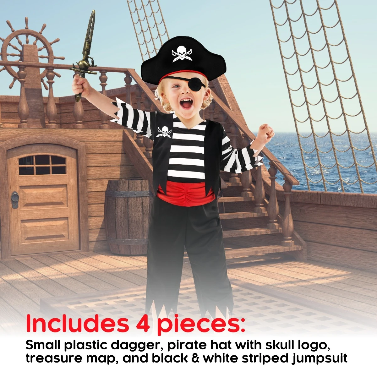 Kids Pirate Captain Toddler Costume 4 Kids Pirate Captain Toddler Costume - immagine 2
