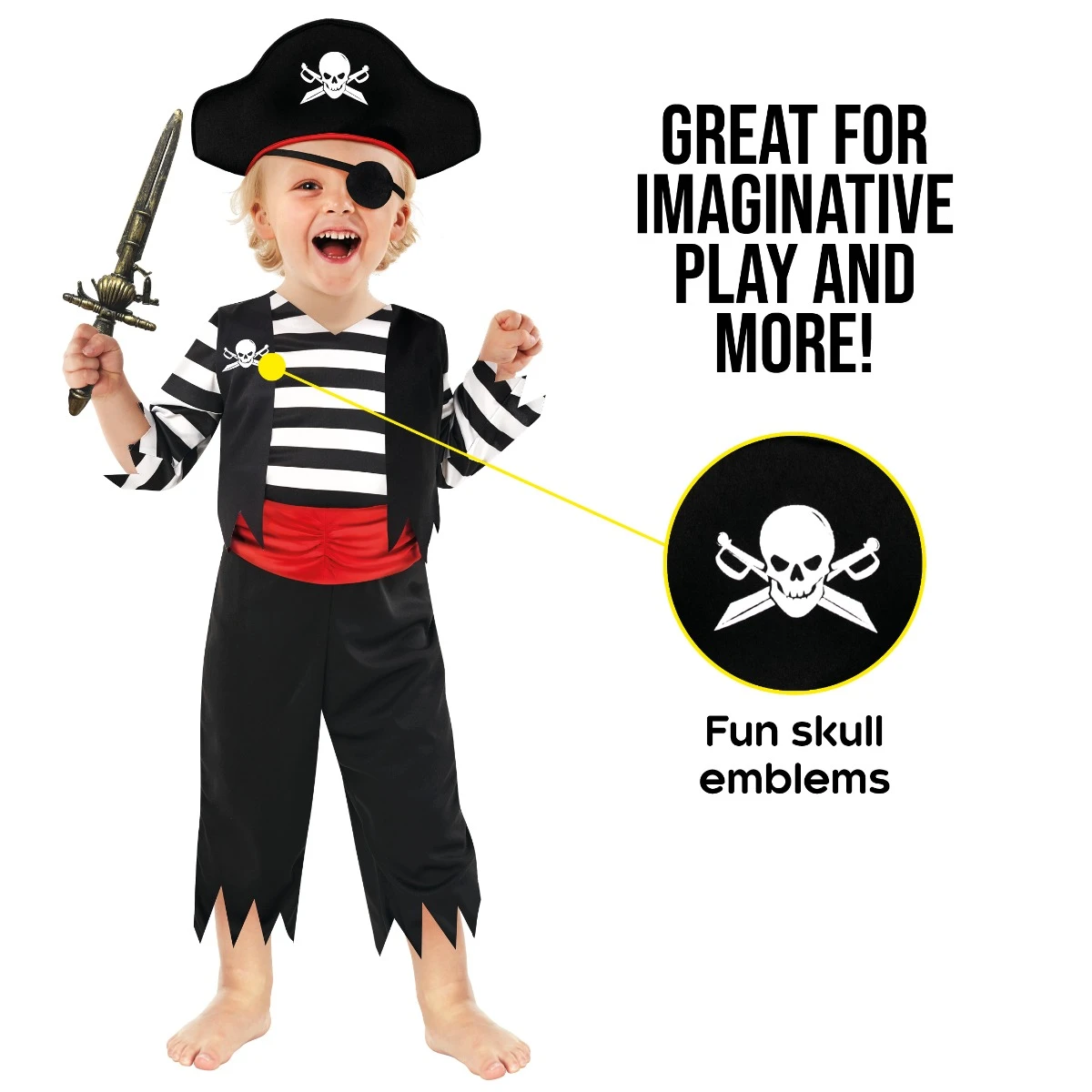Kids Pirate Captain Toddler Costume 6 Kids Pirate Captain Toddler Costume - immagine 4