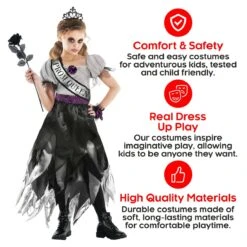 Costume Da Regina Terroriente Per Bambini 14 Costume Da Regina Terroriente Per Bambini -Angels Face Negozio mckqs spooky prom queen kids 08