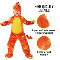Costume Dinosauro T-Rex Arancione Bambino -Angels Face Negozio mckrp orange trex dinosaur kids amazon 10 min