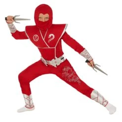 Costume Da Drago Ninja Rosso Per Bambini -Angels Face Negozio mckrsdn red silver ninja 01