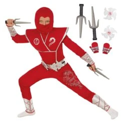 Costume Da Drago Ninja Rosso Per Bambini -Angels Face Negozio mckrsdn red silver ninja feature