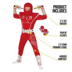 Costume Da Drago Ninja Rosso Per Bambini -Angels Face Negozio mckrsdn red silver ninja feature2