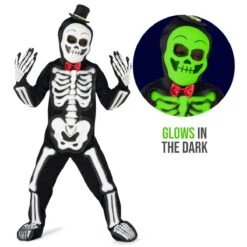 Kids Glow In The Dark Skeleton Costume -Angels Face Negozio mcksb glow skeleton kid glow text alt min