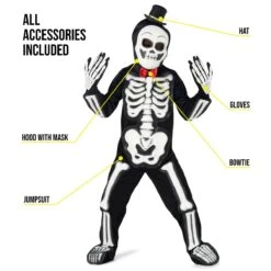 Kids Glow In The Dark Skeleton Costume -Angels Face Negozio mcksb glow skeleton kid included min