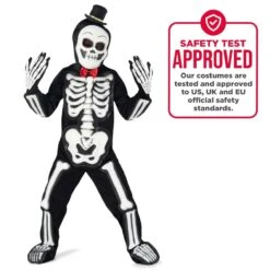 Kids Glow In The Dark Skeleton Costume -Angels Face Negozio mcksb glow skeleton kid safety min