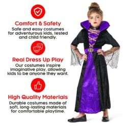 Kids Vampiress Costume Purple -Angels Face Negozio mckvpp vampiress purple kids 4