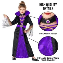 Kids Vampiress Costume Purple -Angels Face Negozio mckvpp vampiress purple kids 5