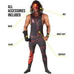 Costume Kane WWE Adulto -Angels Face Negozio mclkane wwe kane costume feature 01 min