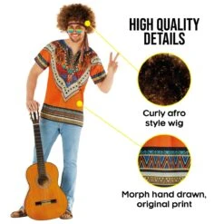 Kit Costume Hippie Arancione Da Uomo 15 Kit Costume Hippie Arancione Da Uomo -Angels Face Negozio mcmhko hippie kit orange 10