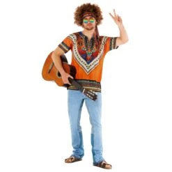 Kit Costume Hippie Arancione Da Uomo 22 Kit Costume Hippie Arancione Da Uomo -Angels Face Negozio mcmhko hippie kit orange 4
