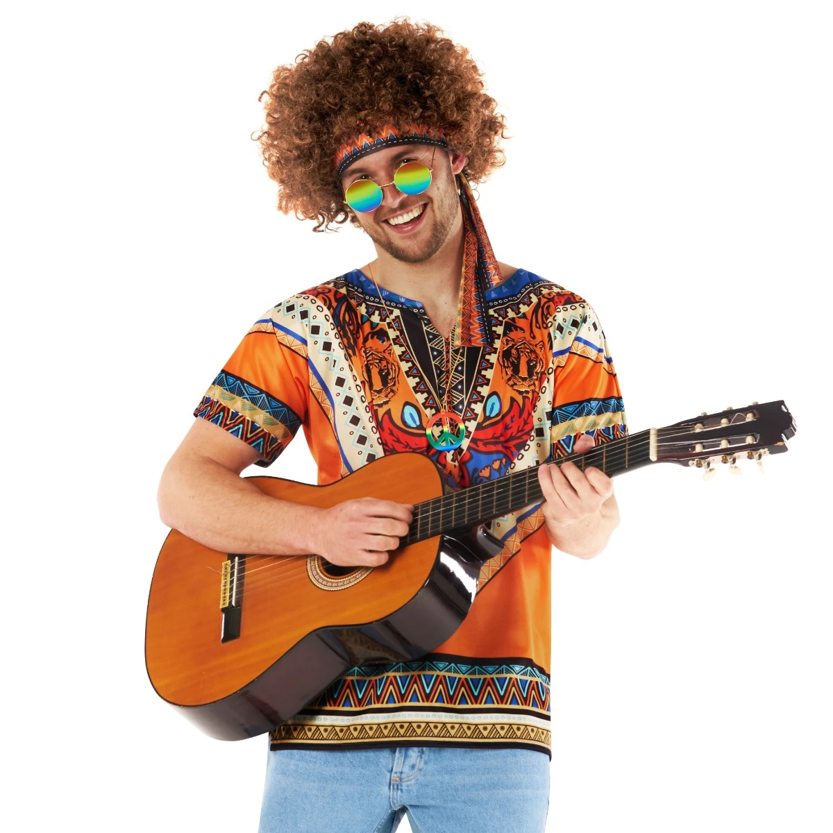 Kit Costume Hippie Arancione Da Uomo 7 Kit Costume Hippie Arancione Da Uomo - immagine 5