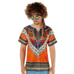Kit Costume Hippie Arancione Da Uomo 18 Kit Costume Hippie Arancione Da Uomo -Angels Face Negozio mcmhko hippie kit orange 7