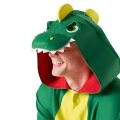 Mens Green Dinosaur Onesie Costume -Angels Face Negozio mcmod green dino onesie closeup