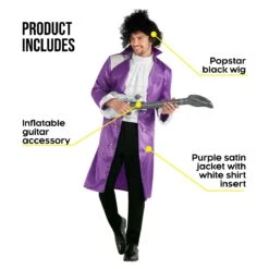 Costume Da Principe Viola Della Musica Pop Anni '80 Da Uomo -Angels Face Negozio mcmppp purple prince of pop 8