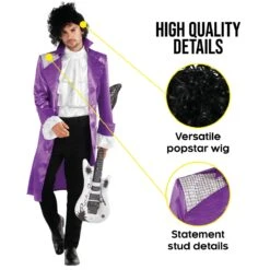 Costume Da Principe Viola Della Musica Pop Anni '80 Da Uomo -Angels Face Negozio mcmppp purple prince of pop 9