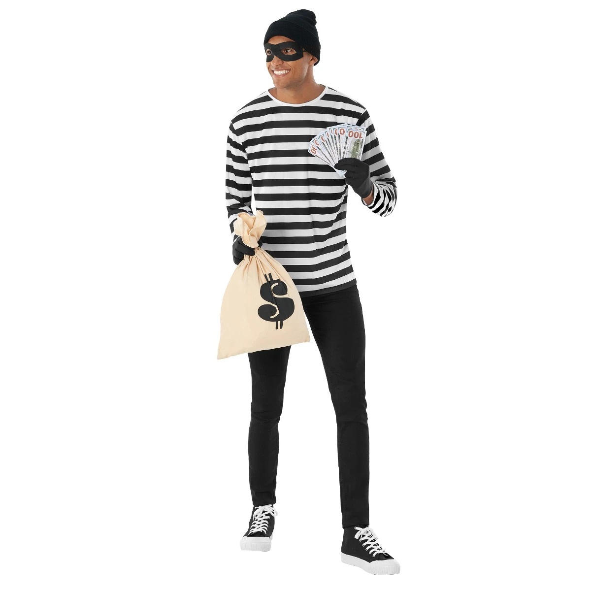 Mens Striped Burglar Costume 3 Mens Striped Burglar Costume