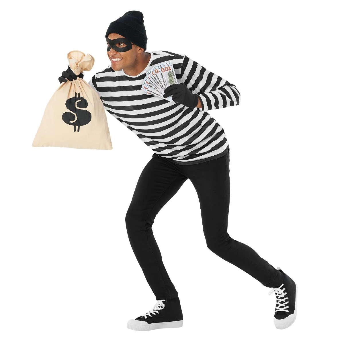 Mens Striped Burglar Costume 6 Mens Striped Burglar Costume - immagine 4