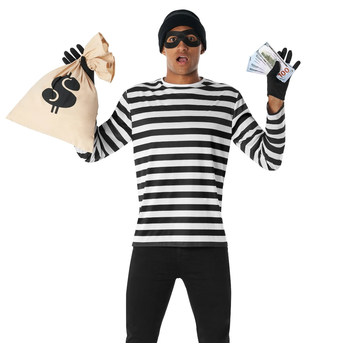 Mens Striped Burglar Costume 8 Mens Striped Burglar Costume - immagine 6