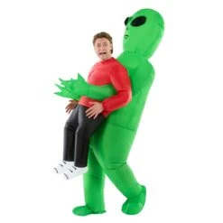 Alien Inflatable Costume Pick Me Up Mens Red -Angels Face Negozio mcpira red abductee alien pmu adults 01 min