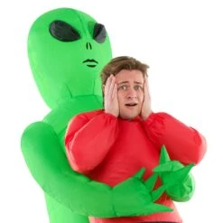 Alien Inflatable Costume Pick Me Up Mens Red -Angels Face Negozio mcpira red abductee alien pmu adults 06 min