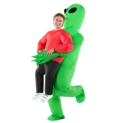 Alien Inflatable Costume Pick Me Up Mens Red -Angels Face Negozio mcpira red abductee alien pmu adults 08 min
