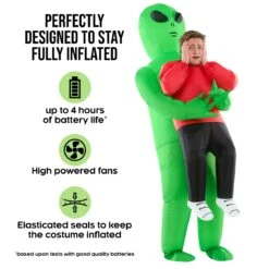 Alien Inflatable Costume Pick Me Up Mens Red -Angels Face Negozio mcpira red abductee alien pmu adults 09 min