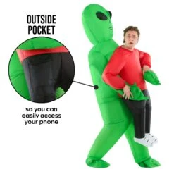 Alien Inflatable Costume Pick Me Up Mens Red -Angels Face Negozio mcpira red abductee alien pmu adults 10 min