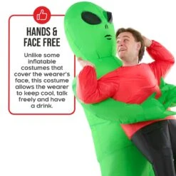 Alien Inflatable Costume Pick Me Up Mens Red -Angels Face Negozio mcpira red abductee alien pmu adults 11 min
