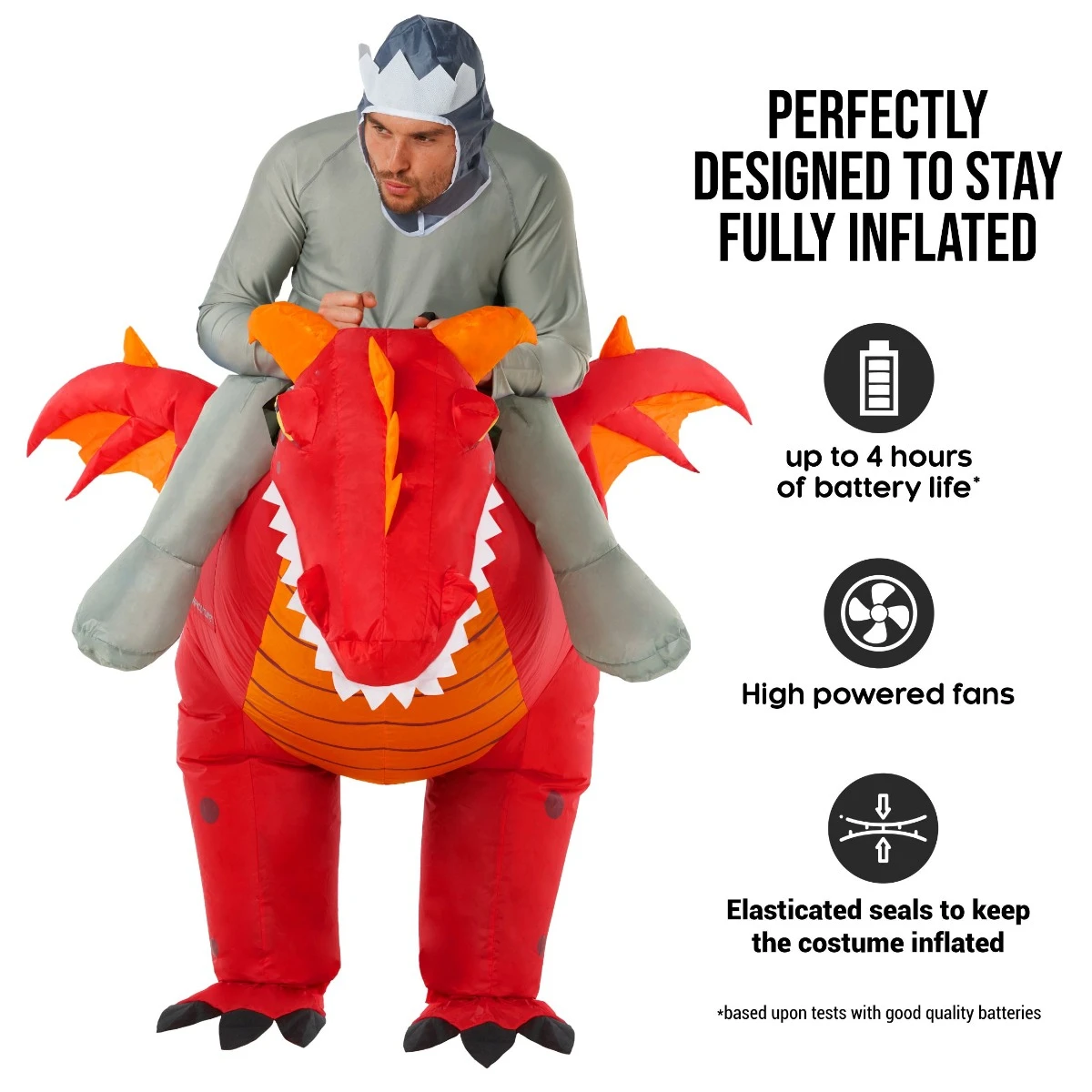 Mens Red Dragon Ride On Inflatable Costume 4 Mens Red Dragon Ride On Inflatable Costume - immagine 2