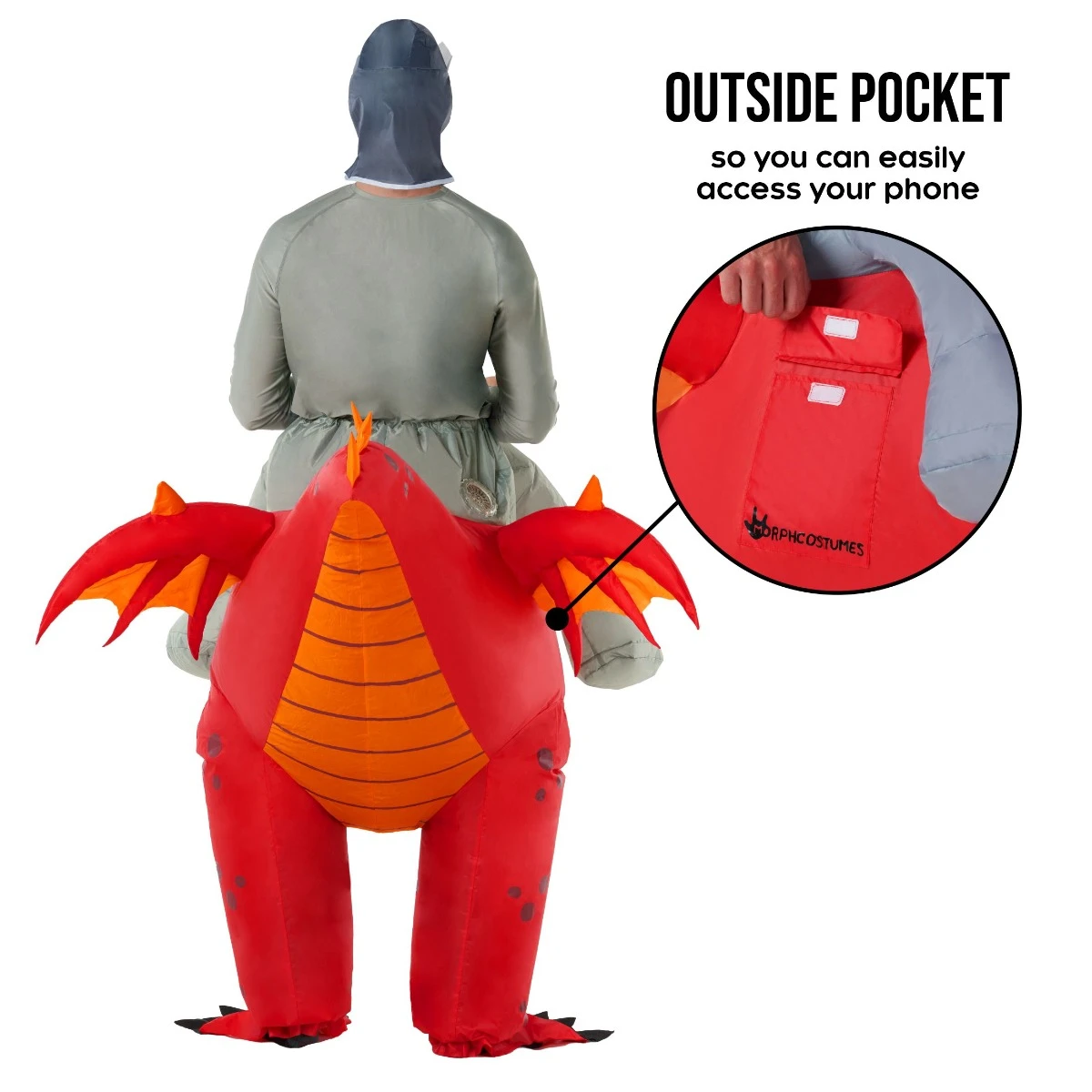Mens Red Dragon Ride On Inflatable Costume 6 Mens Red Dragon Ride On Inflatable Costume - immagine 4