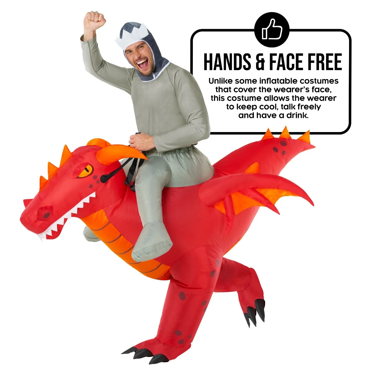 Mens Red Dragon Ride On Inflatable Costume 7 Mens Red Dragon Ride On Inflatable Costume - immagine 5