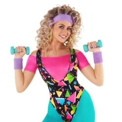 Costume Da Aerobica Anni '80 Da Donna In Colori Vivaci 12 Costume Da Aerobica Anni '80 Da Donna In Colori Vivaci -Angels Face Negozio mcwarb 80s aerobic bright women 8