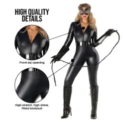 Costume Da Gatta Nera Sexy Per Le Donne -Angels Face Negozio mcwbbl black cat bodysuit4