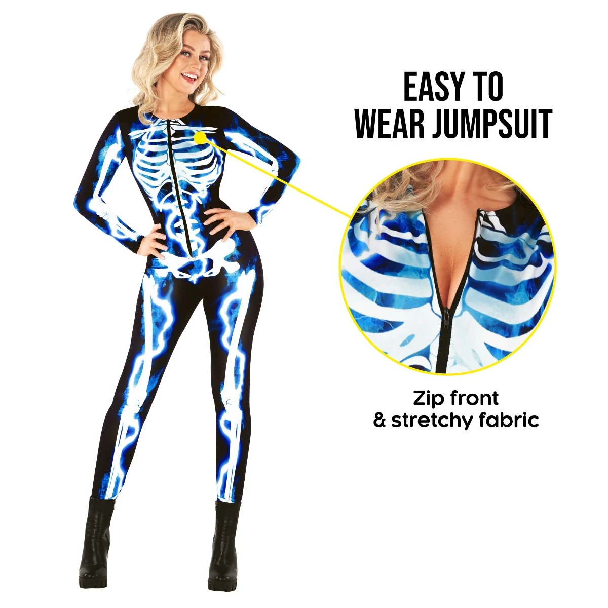 Womens Electric Skeleton Costume 4 Womens Electric Skeleton Costume - immagine 2