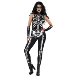 Womens Sleeveless Skeleton Bodysuit Costume -Angels Face Negozio mcwbssk sleeveless sksleton jumpsuit adult 04