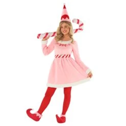 Costume Per Abiti Rosa Di Natale Per Donne -Angels Face Negozio mcwcep christmas elf pink dress 4