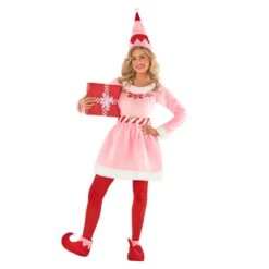 Costume Per Abiti Rosa Di Natale Per Donne -Angels Face Negozio mcwcep christmas elf pink dress 6