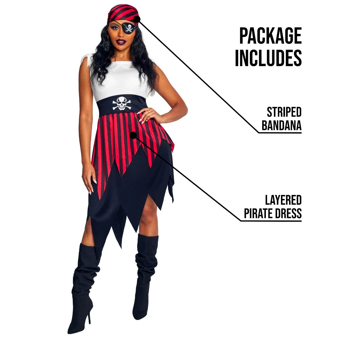 Womens Pirate Deckhand Costume Dress 4 Womens Pirate Deckhand Costume Dress - immagine 2