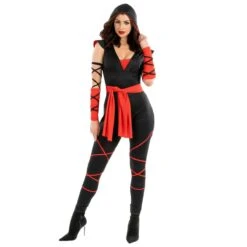 Costume Ninja Nero/rosso Da Donna -Angels Face Negozio mcwrn womens ninja 1 5