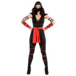 Costume Ninja Nero/rosso Da Donna -Angels Face Negozio mcwrn womens ninja 3 5