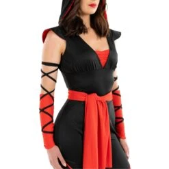Costume Ninja Nero/rosso Da Donna -Angels Face Negozio mcwrn womens ninja 6 5