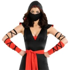 Costume Ninja Nero/rosso Da Donna -Angels Face Negozio mcwrn womens ninja 7 5