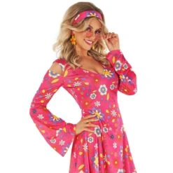 Costume Da Abito Rosa Corto Hippie Per Le Donne -Angels Face Negozio mcwshp hippie short dress adult pink 8