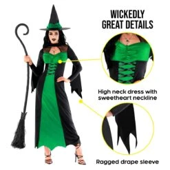 Costume Da Strega Cattiva Verde Per Donna 10 Costume Da Strega Cattiva Verde Per Donna -Angels Face Negozio mcwwwg wicked witch green adult 06 1