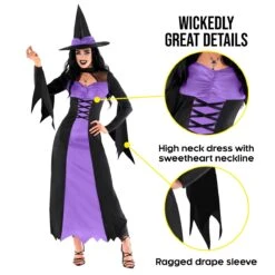 Costume Da Strega Viola Per Donna -Angels Face Negozio mcwwwp wicked witch purple adult 08